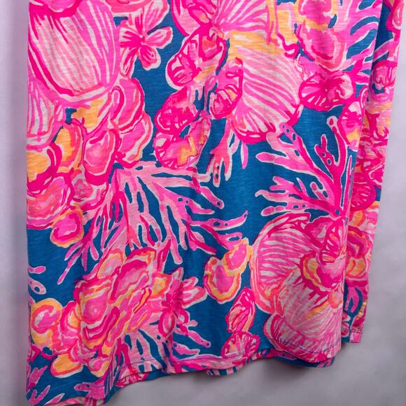 Lilly Pulitzer Sleeveless Dress, Coral Print, Cotton Modal, Summer Beach Resort - Picture 6 of 10